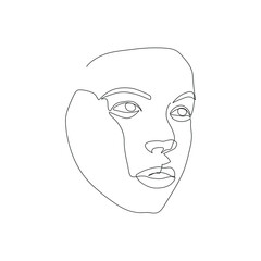 Surreal Faces Continuous line, drawing of set faces and hairstyle, fashion concept, woman beauty minimalist, vector illustration pretty sexy. Contemporary portrait
