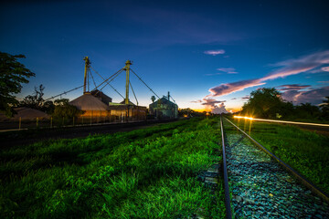 Train track in MEXICO in the Guasave valley, León fonseca Sinaloa station, Camino al Norte