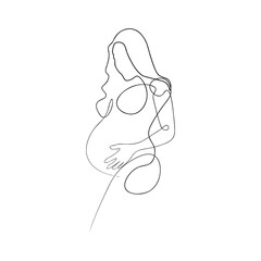 Continuous line mother holding child international mother's day simple line illustration