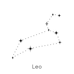 Obraz premium Zodiac constellation sign Leo. Celestial Astrological Horoscope symbol on white background. Vector Illustration