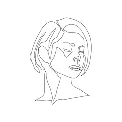 Surreal Faces Continuous line, drawing of set faces and hairstyle, fashion concept, woman beauty minimalist, vector illustration pretty sexy. Contemporary portrait