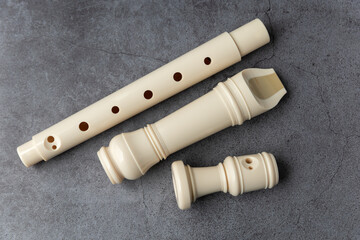 Recorder instrument on dark background