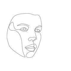 Surreal Faces Continuous line, drawing of set faces and hairstyle, fashion concept, woman beauty minimalist, vector illustration pretty sexy. Contemporary portrait