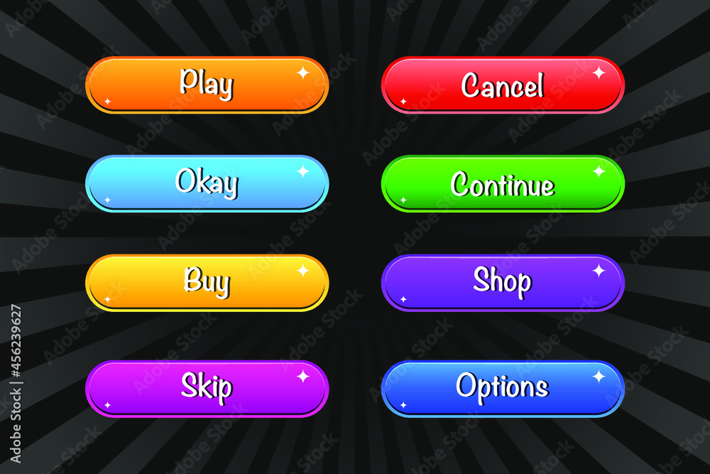 Wall mural game ui set of buttons. gui to build 2d games. can be used in production of mobile, web or video gam