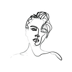 Continuous fashion one line drawing faces hair style concept. Beautiful minimalist women, vector illustration
