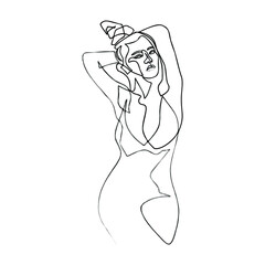 Surreal Faces Continuous line, drawing of set faces and hairstyle, fashion concept, woman beauty minimalist, vector illustration pretty sexy. Contemporary portrait