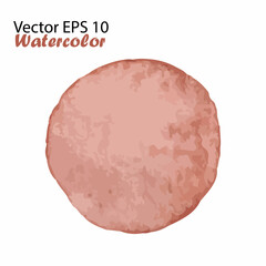 Vector Watercolor Brush Stroke Splash Circle in Brown Color. Handmade design element. Hand Painted watercolour Dot
