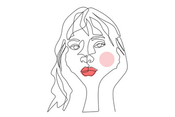 Surreal Faces Continuous line, drawing of set faces and hairstyle, fashion concept, woman beauty minimalist, vector illustration pretty sexy. Contemporary portrait