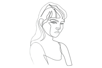 Surreal Faces Continuous line, drawing of set faces and hairstyle, fashion concept, woman beauty minimalist, vector illustration pretty sexy. Contemporary portrait