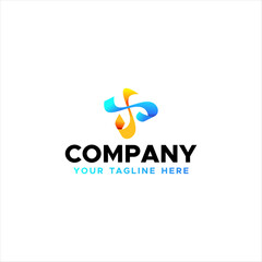 Abstract Ribbon Logo Gradient Brand For Company