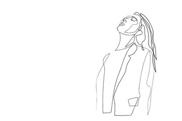 Surreal Faces Continuous line, drawing of set faces and hairstyle, fashion concept, woman beauty minimalist, vector illustration pretty sexy. Contemporary portrait