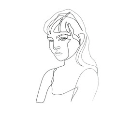 Surreal Faces Continuous line, drawing of set faces and hairstyle, fashion concept, woman beauty minimalist, vector illustration pretty sexy. Contemporary portrait