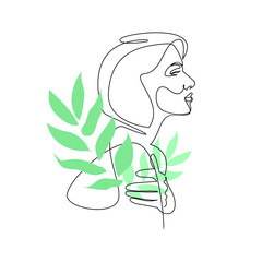 Surreal Faces Continuous line, drawing of set faces and hairstyle, fashion concept, woman beauty minimalist, vector illustration pretty sexy. Contemporary portrait