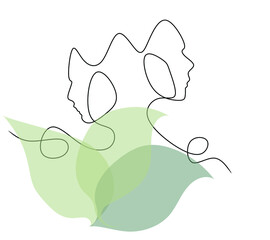 Surreal Faces Continuous line, drawing of set faces and hairstyle, fashion concept, woman beauty minimalist, vector illustration pretty sexy. Contemporary portrait