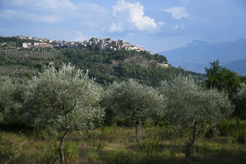 Fototapeta na wymiar Panoramic view of Contursi, a medieval village in Campania region, Italy.