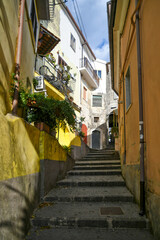 A narrow street in Contursi, an old town in the province of Salerno, Italy.