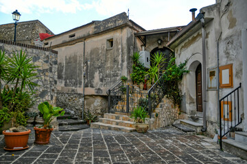 Fototapeta na wymiar Old houses in Contursi, an old town in the province of Salerno, Italy.