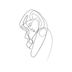 Surreal Faces Continuous line, drawing of set faces and hairstyle, fashion concept, woman beauty minimalist, vector illustration pretty sexy. Contemporary portrait
