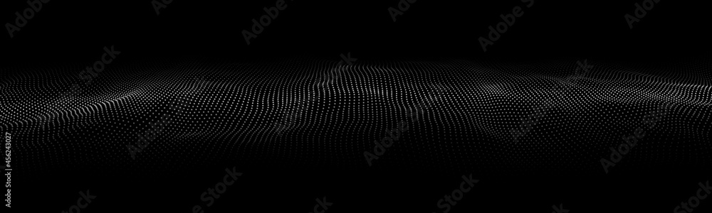 Poster wave of particles. digital wave background concept. abstract technology background. big data visuali