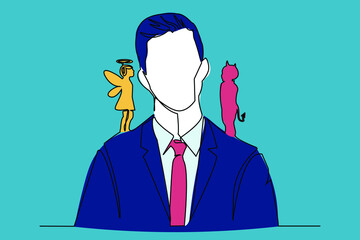 continuous line drawing of a business presentation during a team meeting, working concept vector illustration.