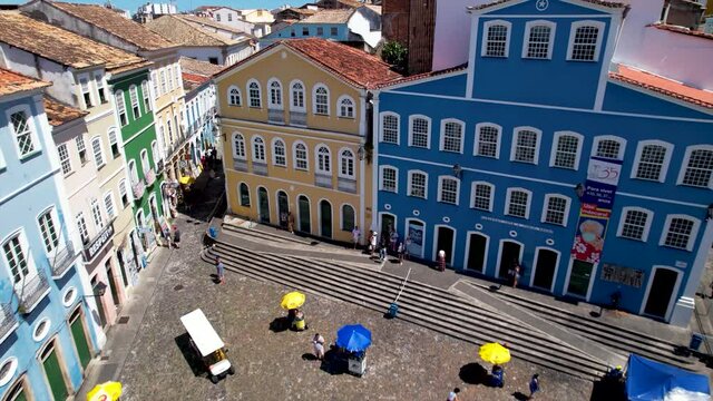 Cityscape view of Pelourinho village in Salvador city, Bahia, Brazil. Cityscape view of Pelourinho village in Salvador city, Bahia, Brazil. Cityscape of Pelourinho village in Salvador city, Bahia.