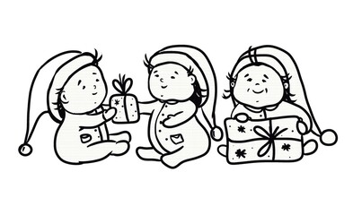 The drawing of Christmas gifts is made on a digital tablet.