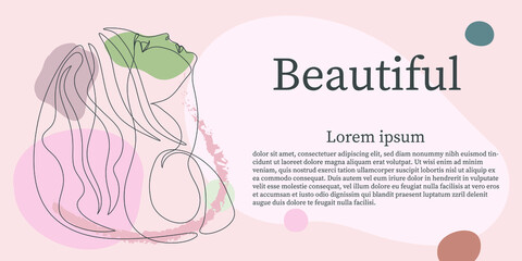 Obraz premium Surreal Faces Continuous line, drawing of set faces and hairstyle, fashion concept, woman beauty minimalist, vector illustration pretty sexy. Contemporary portrait