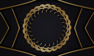 Black background with golden mandala pattern