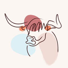 cow, animal, cartoon, farm, vector, illustration, bull,