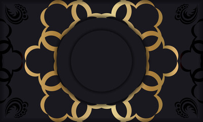Black banner with gold mandala pattern