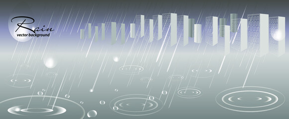 Gray city in the rain. Vector abstract background