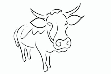 cow, animal, cartoon, farm, vector, illustration, bull,