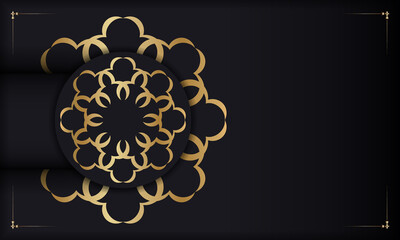 Black banner with gold vintage ornament