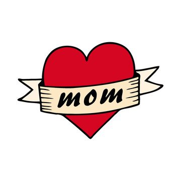 Oldskool mom heart tattoo