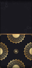 Black banner with luxurious gold ornament and a place under the logo