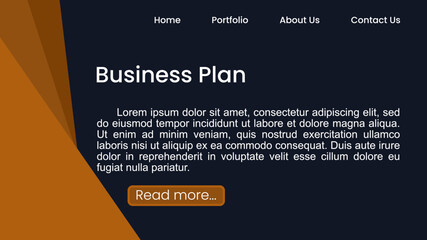 Business plan yellow orange brown black shape landing page background