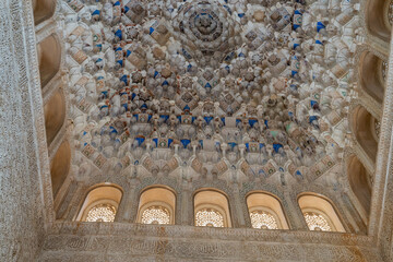 Ornamental details in the Alhambra in Granada in Spain