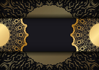 Black banner with luxurious gold ornaments and a place for your logo