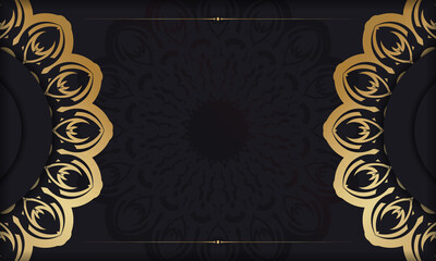Black banner with luxurious gold pattern and space for text