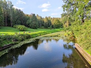 lake in the park with people