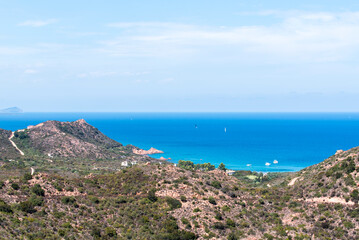 Fototapeta na wymiar The East Coast of Sardinia at the Mediterranean Sea, Spiaggia Cala E'Luas.