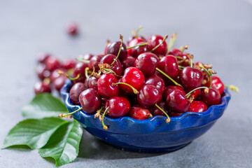 Bowl with fresh ripe sour kriek cherry berry
