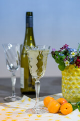 Tasting of white dry German riesling wine from Mosel river valley