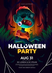 realistic halloween party poster design vector illustration