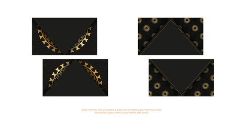 Black business card with golden greek pattern