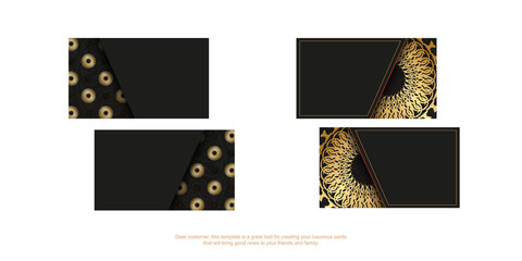 Black business card with golden greek pattern