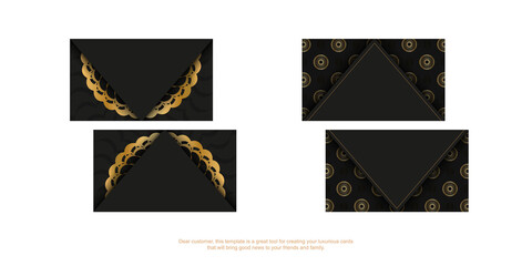 Black business card with golden luxury pattern