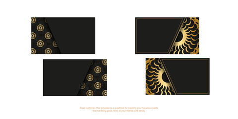 Black business card with golden luxury pattern
