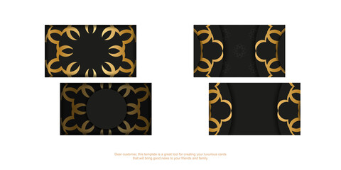 Black business card with golden mandala pattern
