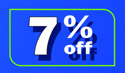 Sale tag 7 percent off - blue - for promotion offers and discounts